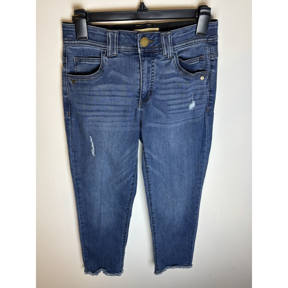 Democracy Ab Technology Straight Leg Jeans Women 2 Blue Frayed Hem B2187KECCXX